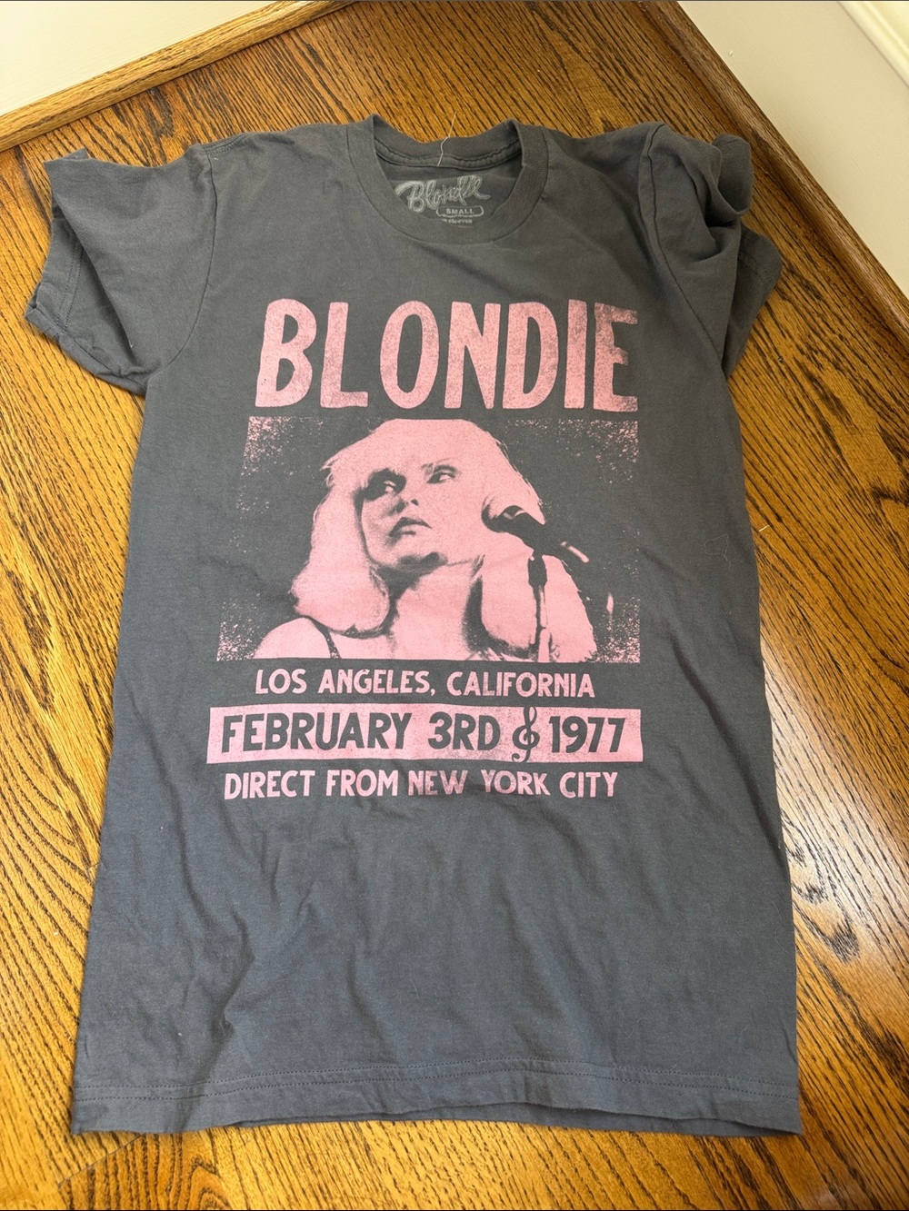 Blondie Concert Graphic Tee - Charcoal with Pink Print